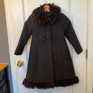 Rothschild Girls Pea Coat with Beret Gray, Size 5, Like New